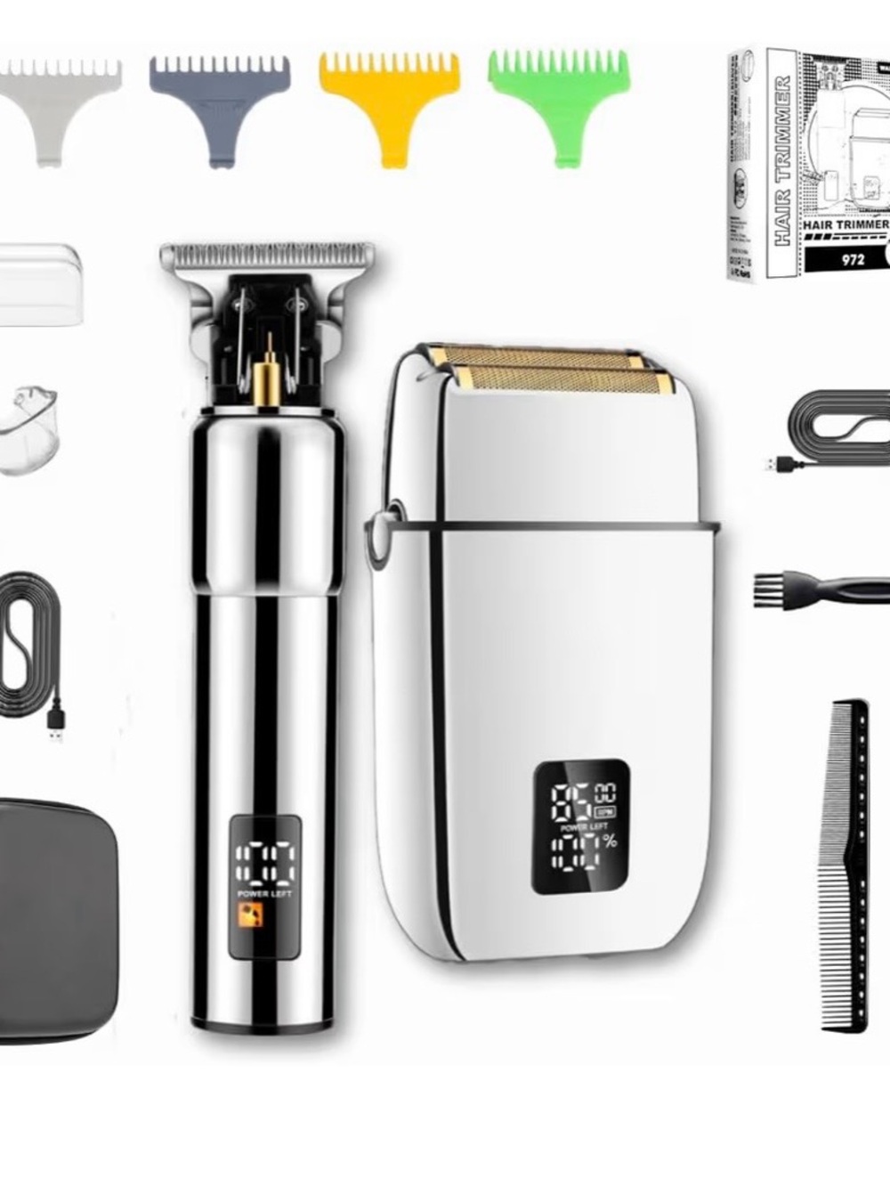 Cordless Silver Electric Trimmer & Foil Shaver Set